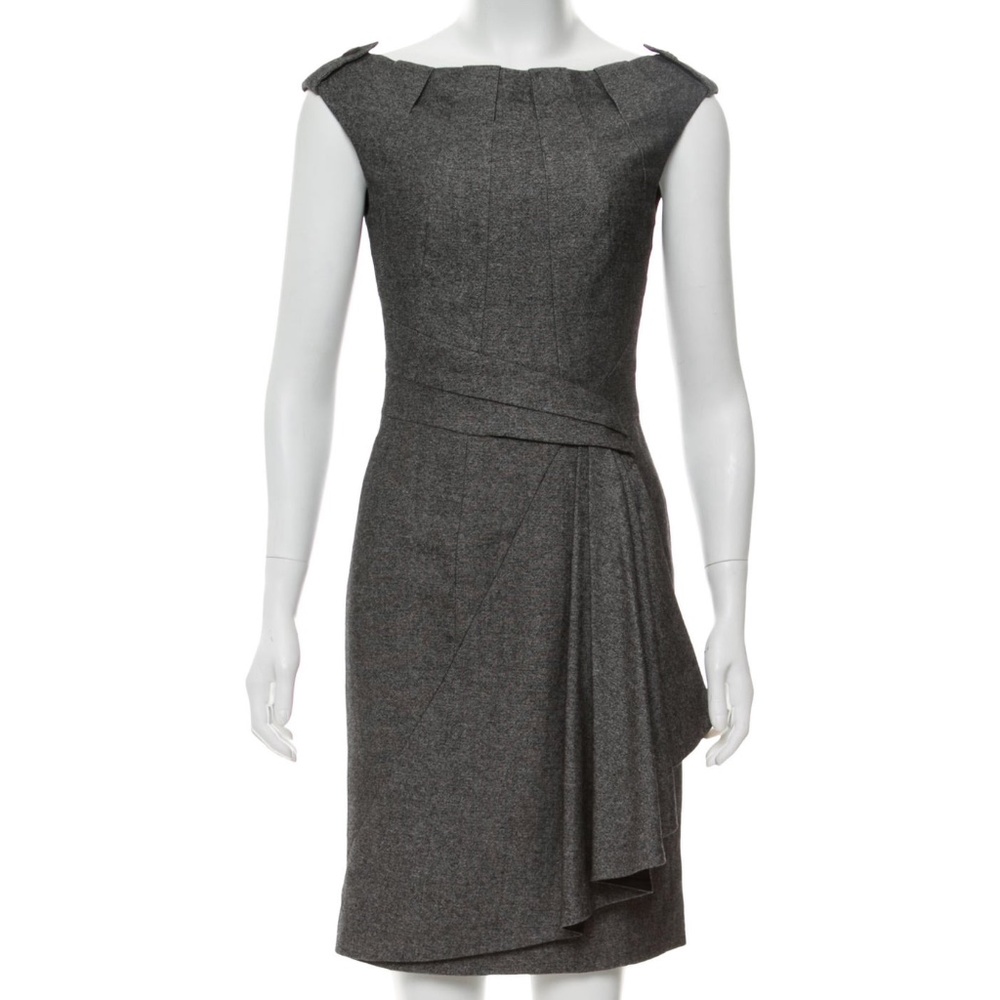 Karen Millen gray sheath work dress with pleat